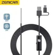 Dual Lens 3in1 Type-C Micro USB Inspection Borescope LED Waterproof Rigid Cable