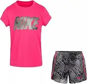 [Nike] Girls Active Dri Fit Top & Shorts Set (6, Black)
