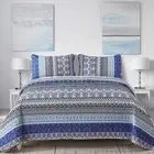 Set Queen Size Blue Bohemian 3 Pieces Quilt Sets Lightweight Summer Bedspread Co