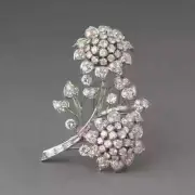 2.40Ct Round Cut Lab Created Diamond Flower Brooch Pin 14K White Gold Plated