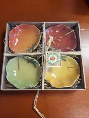 Williams Sonoma Glazed Ceramic Heirloom Tomato Dipping Salsa Bowls Set Of 4
