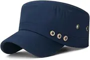 [XibeiTrade] Washed Cotton Military Caps Cadet Army Caps Unique Design Vintage Flat Top Cap