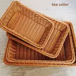 WOVEN ORGANIZER STORAGE BOX RATTAN FRUIT BASKET TRAY BASKE F