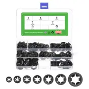 600Pcs Internal Tooth Washers Assortment Kit, 65Mn, 7 Size, Black