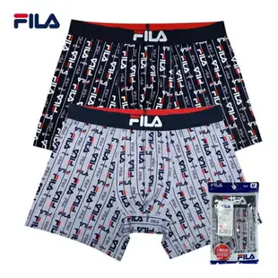 FILA 條紋滿版Logo平口褲M~XL 男內褲 舒適透氣 柔軟 滑順 高彈力 四角褲 內著 內褲【愛買】