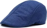[ANMUR] Summer Newsboy Hats for Men 2022 Grid Flat Caps Casual Trucker Cap Cotton Sun Ivy Hat for Seniors (Color : Navy, Size : One Size)