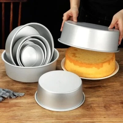 4-12 Inch Aluminum Round Cake Bakeware Solid Bottom Chiffon Cake for Home