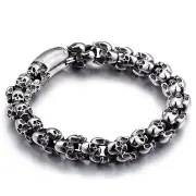 Casting Stainless Steel Skeleton Skull Chain Bracelet Men Silver Jewelry Gift