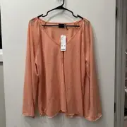 NWT! Out From Under For Urban Outfitters MED Flowey Peach Henley Top