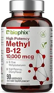 Methyl B-12 10000 mcg 90 Vegan Lozenges Cherry Flavor Extra Strength - Supports Nervous System | Immune Health | Blood Flow | Metabolism | Brain Focus | Energy