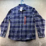Woolrich Brawny Flannel Shirt Mens XL Blue Plaid Button Long Sleeve Shacket NWT