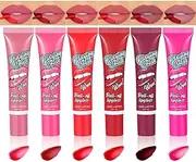 YBUETE 6 Colors Peel Off Lip Stain Lip Tint, Peel Reveal Lip Stain, WaterproofTear-off Lip Gloss, Peel Off Tattoo Lipsticks, Nonstick Cup, Matte Nude Lip stain, Tattoo Magic Color Lip Set for Women