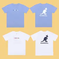 在飛比找Yahoo奇摩購物中心優惠-KANGOL 童裝 短T 白色 藍色 文字LOGO 圓領 短