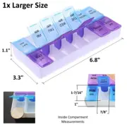 Weekly Pill Organizer Twice a Day 7 days AM PM Case Medicine Storage Large Size