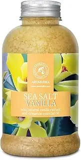 Sea Salt Vanille 600g - w/Vanille & Cinnamon Essential Oils - Natural Bath Sea Salts - Best for Bath - Good Sleep - Relaxing - Body Care - Beauty