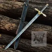 Hand Forged Damascus Steel King Arthur Excalibur Sword Sharp Blade with Sheath