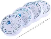 CCINEE Elastic String for Bracelets，Premium Elastic Stretch Thread - 4 Rolls (1x0.4mm 1x10.6mm,1x0.8mm, 1x1.0mm),Transparent Beading String with Needles for Jewelry Accessories