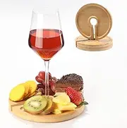 gorsent Mini Charcuterie Board with Wine Holder, Wine Glass Charcuterie Topper, Wines Gifts Accessories, Cheese Appetizer Plates for Wines Party Family Gatherings Bars Restaurants, 7.1'' Set of 4