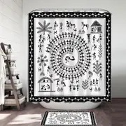 African Tribe Story White and Black Shower Curtain