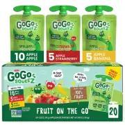 , Fruit on the Go Variety Pack Apple Strawberry Banana, 3.2 Ounce, 20 Pack