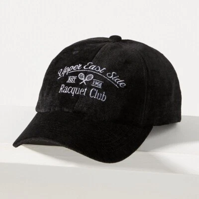 Anthropologie NWT Corduroy Sports Club Black Adjustable Baseball Cap Hat