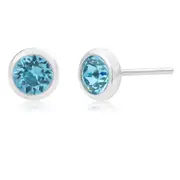 Sterling Silver 5mm Blue Swarovski Crystal Stud Earrings *colours may vary*