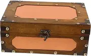 SOPOTUTU Decorative Vintage Wooden Storage Chest Small Keepsake Card Box for Weddings Jewelry Trinkets Rustic Treasure Box Lock for Home Decor and Collectibles