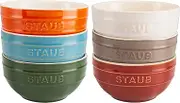 STAUB Ceramique Rainbow 400 ml Cereal Bowls, Serving Bowls, Dessert Bowls, Mixed Colours, Ceramic, 12 cm, Set of 6