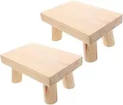 2Pcs Wooden Step Stool Footstool for Kitchen Bathroom Ergonomic Design with Smooth Edges Portable Sturdy Support for Safe Shoe Changing Bedside Use