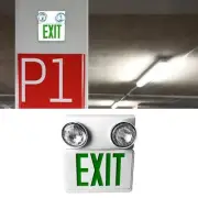 Exit Emergency Light Combo Fire Evacuation Green Sign Head LED Lights♡