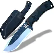 Heavy Duty Fixed Blade Outdoor Knife - 420HC Stainless Steel Field Knife - Camping Knife - Full Tang Blade with G10 Handle, Waist Clip, EDC - Kydex Sheath - Camping Knife
