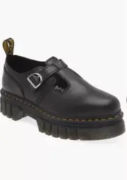NWB Dr Marten Audrick T Bar 3 Shoes Womens 7 Black Leather Mary Jane Platform
