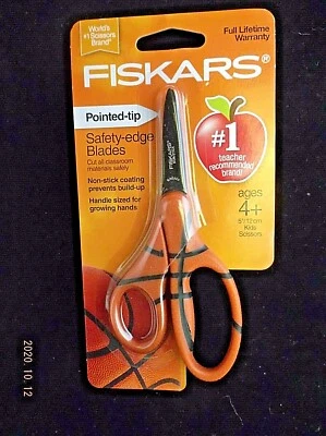 NEW Basketball Fiskars 5" Blunt-Tip Scissors, Safety-Edge Blades Ages 4+