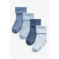 在飛比找蝦皮購物優惠-[Nini Baby]Next嬰幼兒反折藍色短襪四雙組