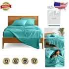 Modern Turquoise Microfiber Sheet Set - Split Head Flex King Luxury Bedding