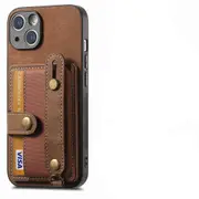 For Iphone 15 Retro Cross Wristband Wallet Leather Back Phone Case
