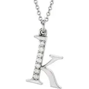 14K White .03 CTW Natural Diamond Lowercase Initial K 16" Necklace