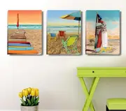 Set Of 3 Beach Scenery Stretched Canvas Prints