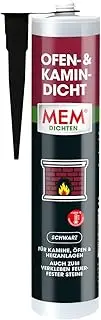 MEM Oven & Fireplace Sealant for Heating Systems, Open Fireplaces and Ovens, Also Suitable for Bonding and Grouting, High Temperature Resistant up to +1200°C, 310 ml Cartridge, Black
