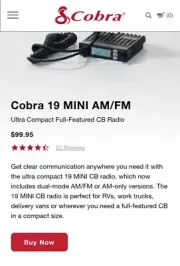 Cobra 19 Ultra V MINI AM Recreational CB Radio Ultra Compact