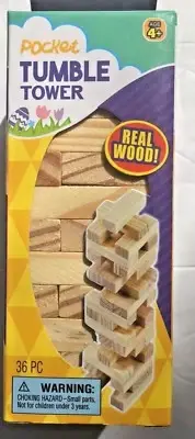 POCKET Size Tumble Tower Stacking Game. Wood Toy. NEW 36 pieces