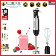 Stainless Steel 2-in-1 Immersion Blender with Whisk - Easy One-Handed Control