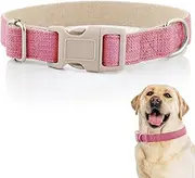 DCSP Pets Dog Collar – Heavy-Duty Dog Collar for Small Dogs, Medium and Large – Eco-Friendly Natural Fabric – Durable and Skin-Friendly – Soft Dog Collar for All Breeds (Medium, Pink)