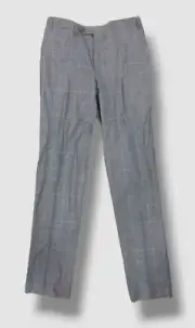 $756 Canali Men's Gray Plaid Suit Trousers Dress Pants Size 34W