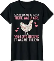 [X.Style] Once Upon A Time There was A Girl Who Loved Chickens Women ds805 T-Shirt (M) Black