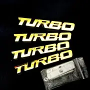 Golden Chrome TURBO Metal Grille Emblem + 3x Sticker Badge Decal Engine V6 Sport (for: Renault)