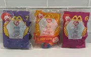 McDonald's Mini Beanie babies 2000 Bumble The Bee Lips the Fish Spinner Spider