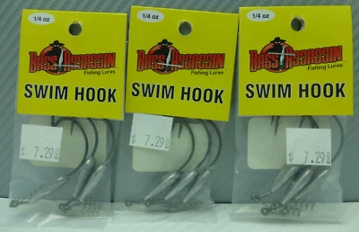 Bass Assassin 3/0 1/4oz Silver Swim Hook 3 packs SWIM14183