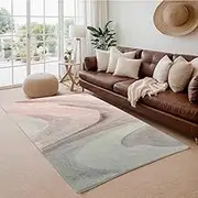 Cinknots Area Rugs Modern Rug for Living Room Bedroom Floor Mat Corridor Carpet Soft Non-Slip Soft Indoor Abstract Carpet Home Decor (Grey/Pink，200 * 300cm)
