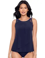[Miraclesuit Swim] Illusionists Ursula Underwired High Neck Tankini Top in Midnight